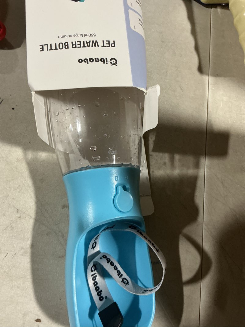 Condition photo showing As Is for Dog Water Bottle with Food Container, Travel Puppy Water Bowl, Portable Pet Dispenser, Dog Stuff Accessories Items, Puppy Essentials Necessities for Yorkie Chihuahua Cat Walking and Hiking 19oz #01 Blue