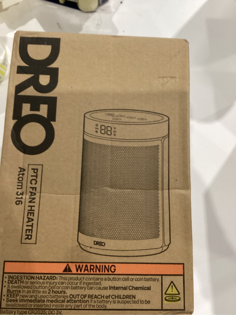 Condition photo showing New/Like New for Dreo Space Heater, Portable Electric Heaters for Indoor Use with Thermostat and Remote, 2024 Upgraded, Digital Display, 12H Timer, 5 Mode, 1500W PTC Ceramic Fast Safety Heat for Office Bedroom Home White 10 inch