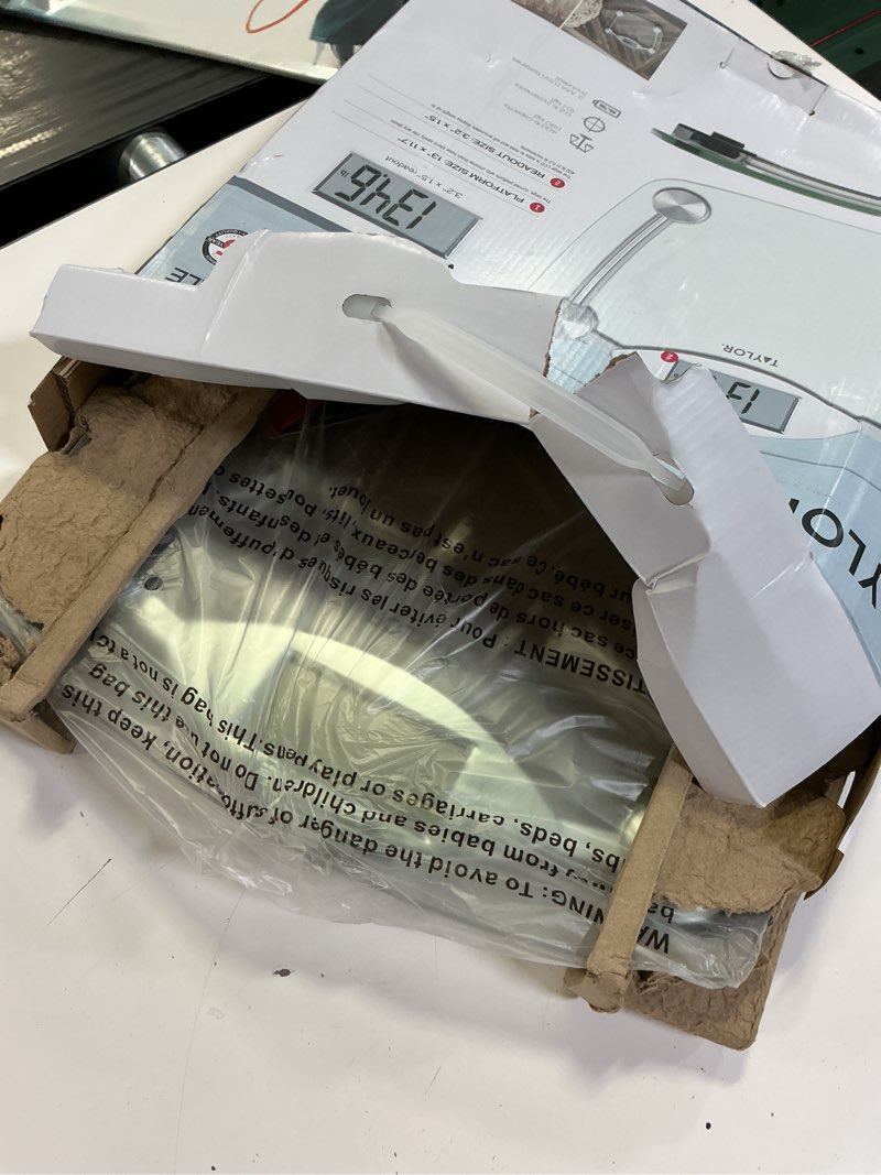 Condition photo showing Good Condition for taylor digital bathroom scale, body weight scale, instant on and off, 400 lb capacity, sturdy clear glass with chrome-finish base stainless/clear 440 lb