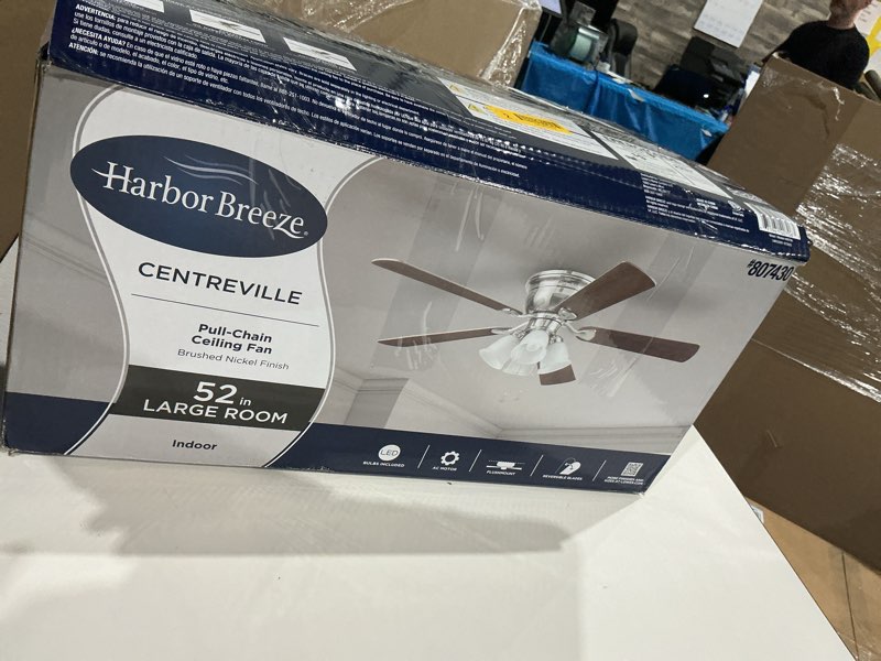 52" centreville ceiling fan with led lights brushed nickel finish