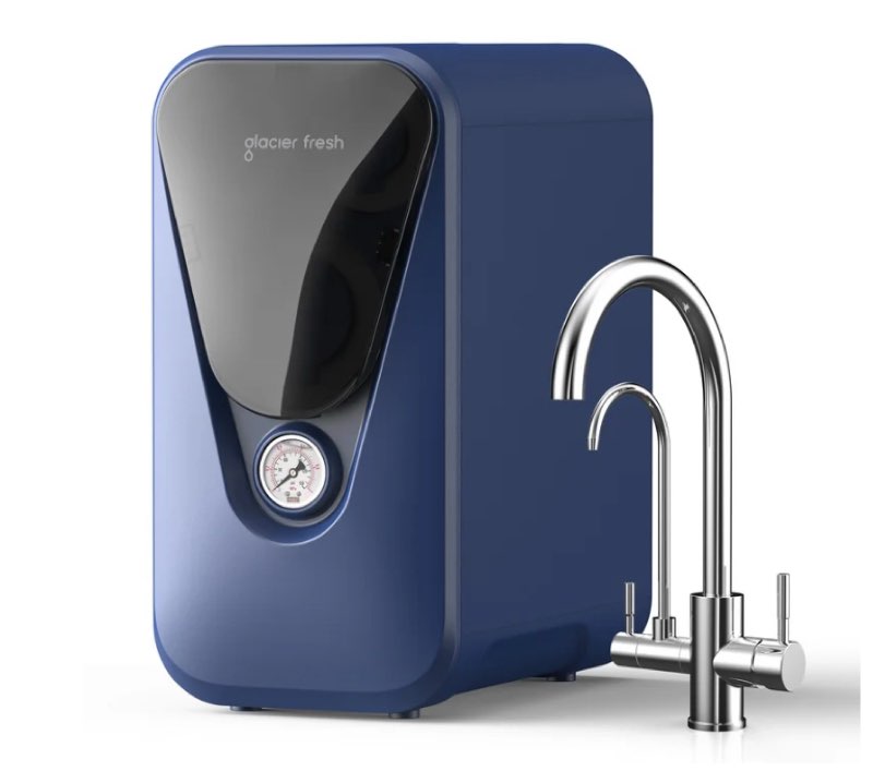 glacier fresh gfu03 reverse osmosis system – 800 gpd, non-electric, 3:1 pure-to-drain, no noise/no drilling, 5-stage tankless under-sink ro water filter system, reduces pfas/pfos, elite version