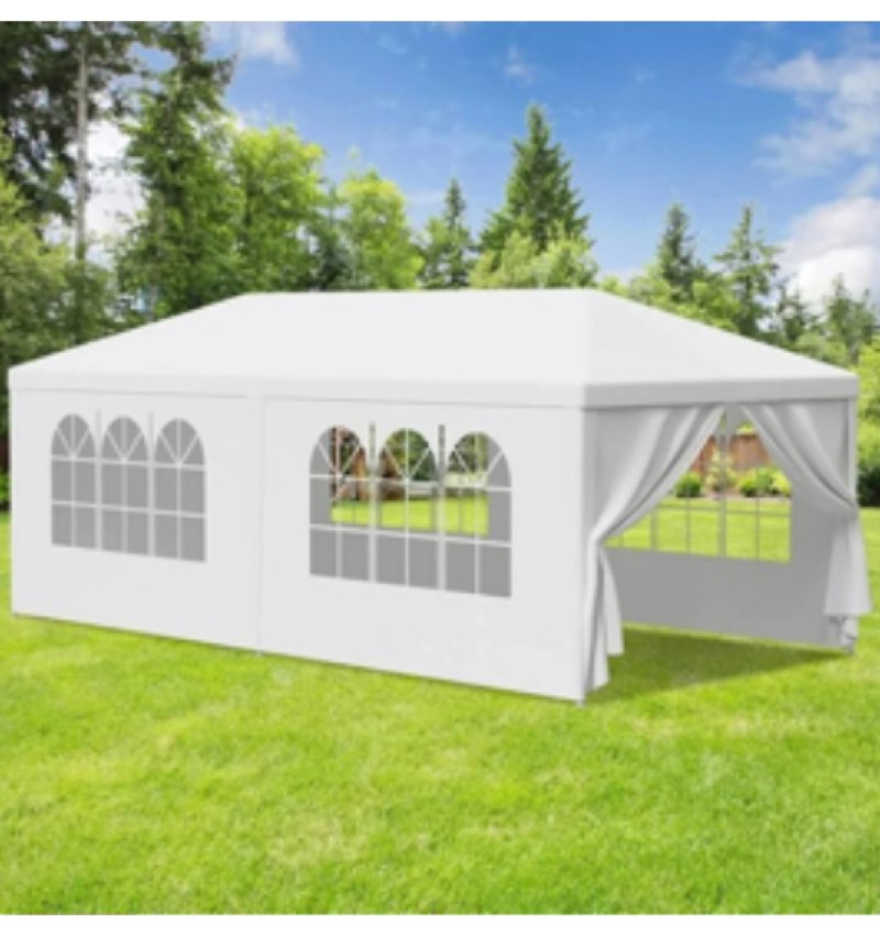 10'X20' Pop Up Canopy Tent With 6 Sidewalls, Ez Pop Up Outdoor Canopy For Parties, Waterproof Commercial Tent With 3 Adjustable Heights, Carry Bag, 6 Sand Bags, 6 Ropes And 12 Stakes