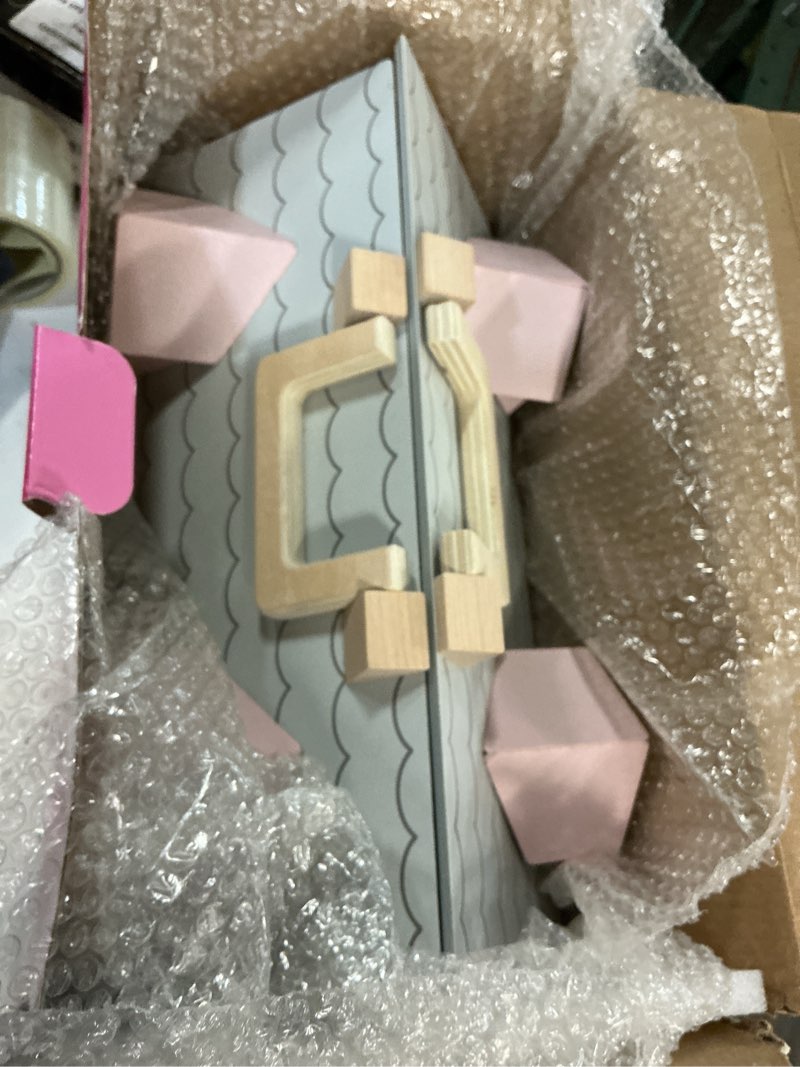 Condition photo showing Good Condition for Dollhouse, Wooden Dollhouse for Kids, Foldable Wooden Doll House Dolls and Wooden Furniture, Gift for Boys Girls Kids Ages 3+