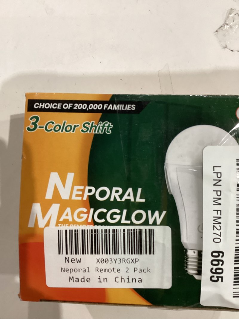 Condition photo showing New/Like New for Neporal MagicGlow Rechargeable Light Bulbs with Remote, 3 Colors Shift + Dimmable Battery Powered Light Bulbs, USB Rechargeable, A19 Standard Emergency LED Light Bulbs, 15W, Up to 24 Hours, 2 Pack ?3000-6000K 2.0