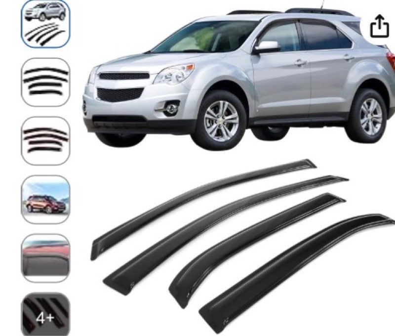 IKON MOTORSPORTS Window Visors Compatible with 2010-2017 Chevy Equinox, Dark Smoke Acrylic Wind Sun Rain Vent Guards 4PC