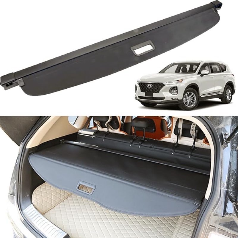 New Cargo Cover for Hyundai Santa Fe Accessories 2023 2022 2021 2020 2019 Retractable Black Rear Trunk Shade Luggage Security Cover-Retractable Trunk Cover