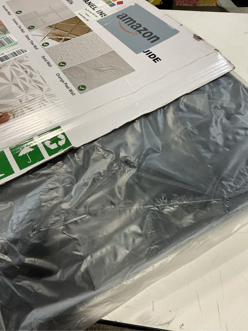 Condition photo showing Good Condition for STICKGOO 12 Pack 3D Wall Panels for Interior Wall Decor, Black Diamond Design Accent Wall Panels, 19.7''x19.7'' Modern Textured Wall Panels for Living Room Lobby Bedroom TV Backdrop