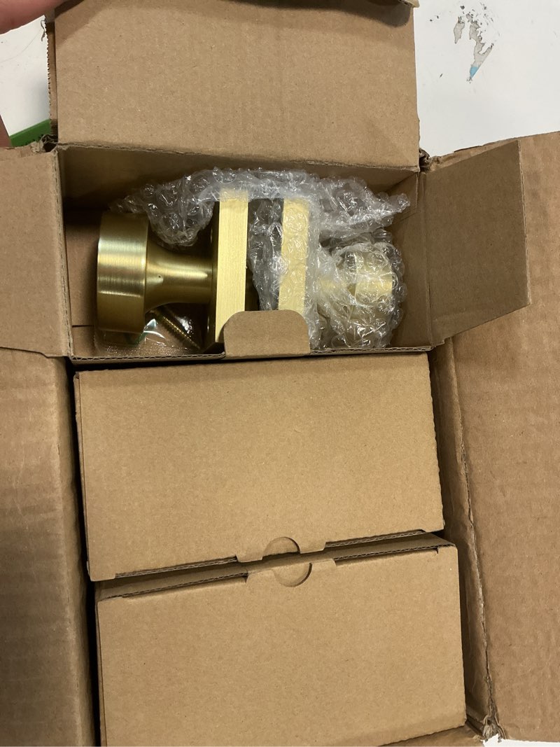 Condition photo showing Good Condition for goldenwarm gold dummy door knobs, zinc alloy square ball brushed gold dummy door knobs for hallways, kitchens, heavy duty door knob bulk - modern & stylish(3 pairs / 6 pieces) 3 pack dummy brushed gold