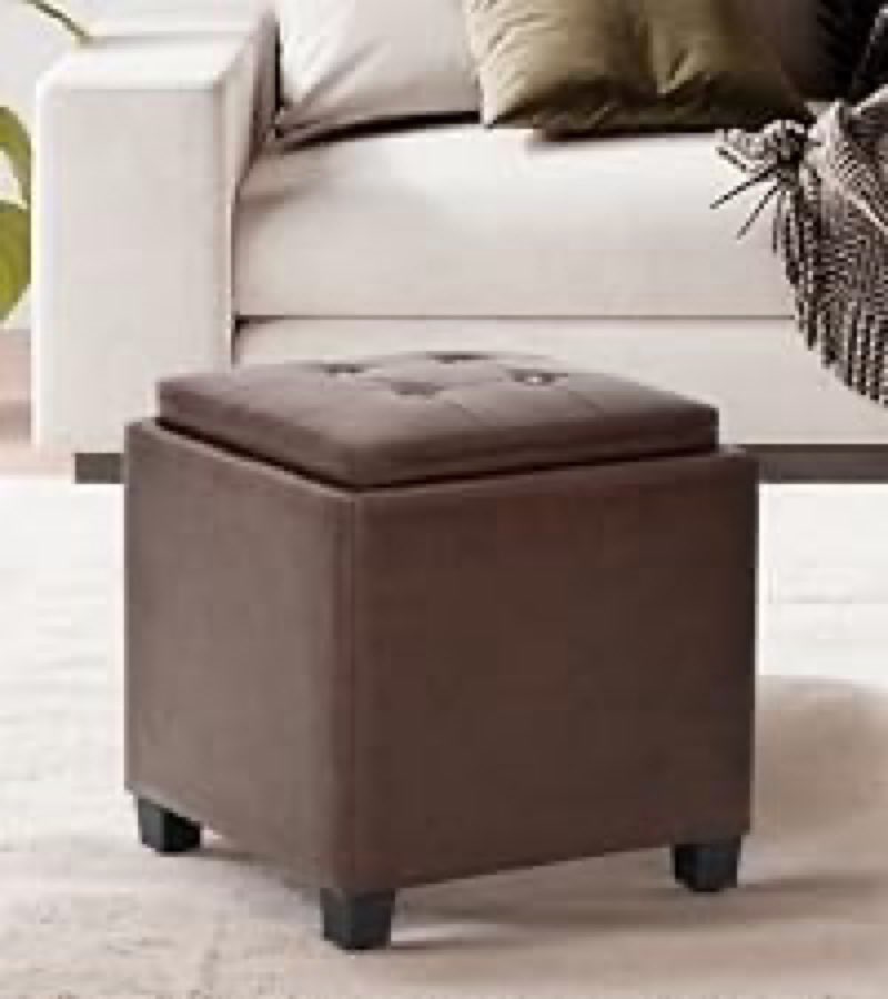 colamy fabric square storage ottoman with reversible tray lid – multi-functional footrest, hidden storage, sturdy & stylish small coffee table for living room, bedroom, or entryway(beige)