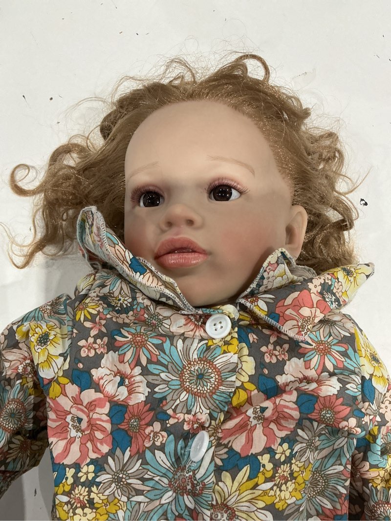 Condition photo showing As Is for icradle 26 inch big realistic reborn toddler girl doll handmade silicone soft vinyl limbs and cloth body baby doll that look real lifelike newborn baby dolls toy set for kids pippa 1