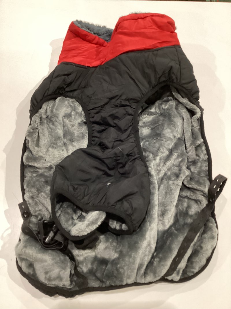 Condition photo showing As Is for IECOii Extra Warm Reflective Adjustable Dog Jacket - Fleece Turtleneck Winter Coat for Small, Medium, Large Dogs in Cold Weather X-Large(Chest:24.4-29.9 in) Red, USED