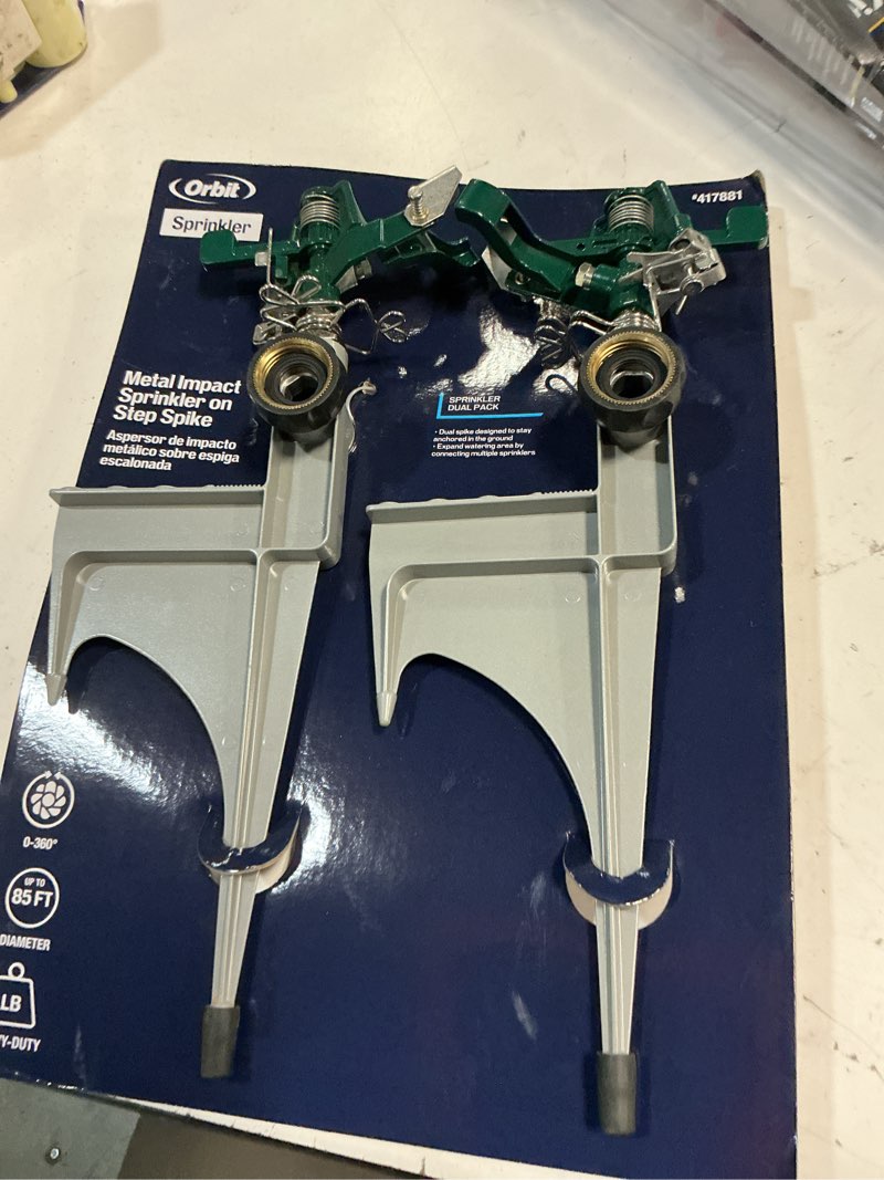 Condition photo showing Good Condition for orbit 2-pack 6500-sq ft impulse spike lawn sprinkler