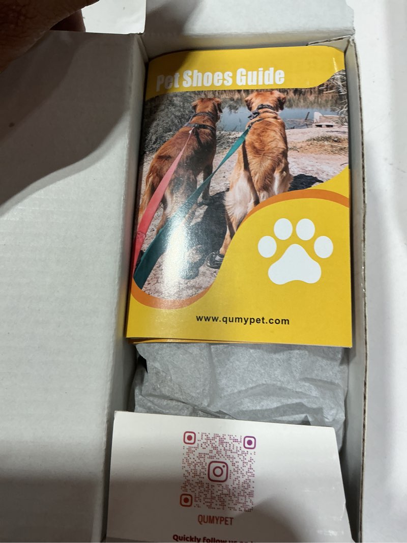 Condition photo showing New/Like New for qumy 4pcs dog boots for large dogs, medium dog shoes & paw protectors for hot pavement, summer heat protection, mesh breathable nonslip dog booties for hardfloors, walking running hiking khaki size 6 khaki size 6: 2.6''x3.0''(w*l) for 52-65 lbs