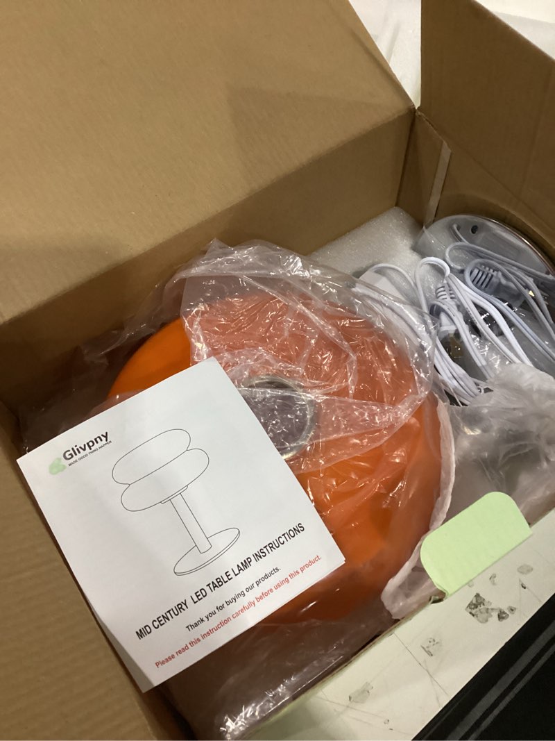 Condition photo showing New/Like New for Mushroom Lamp for Bedroom,Mid Century Modern Lamp for Nightstand, Dimmable Retro Egg Tart Bedside Small Lamps,Unique Home Mushroom Decor Aesthetic Cute Table Lamps for Living Room (Orange)