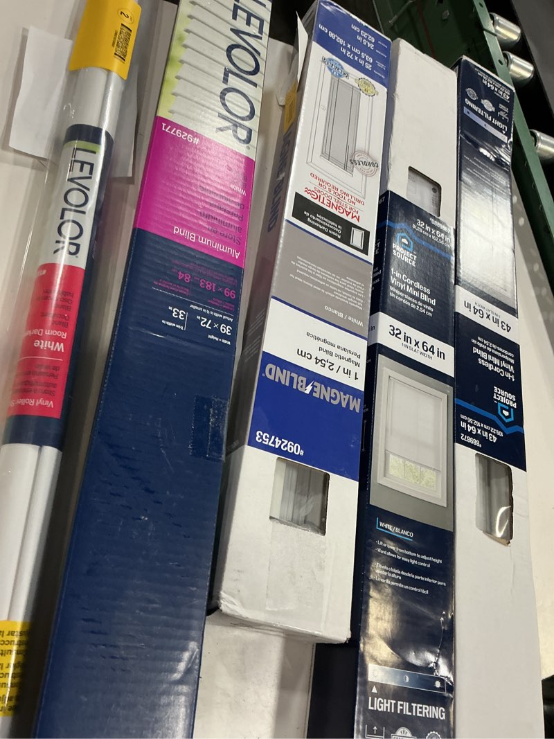 Condition photo showing As Is for assorted blinds size and brands vary 