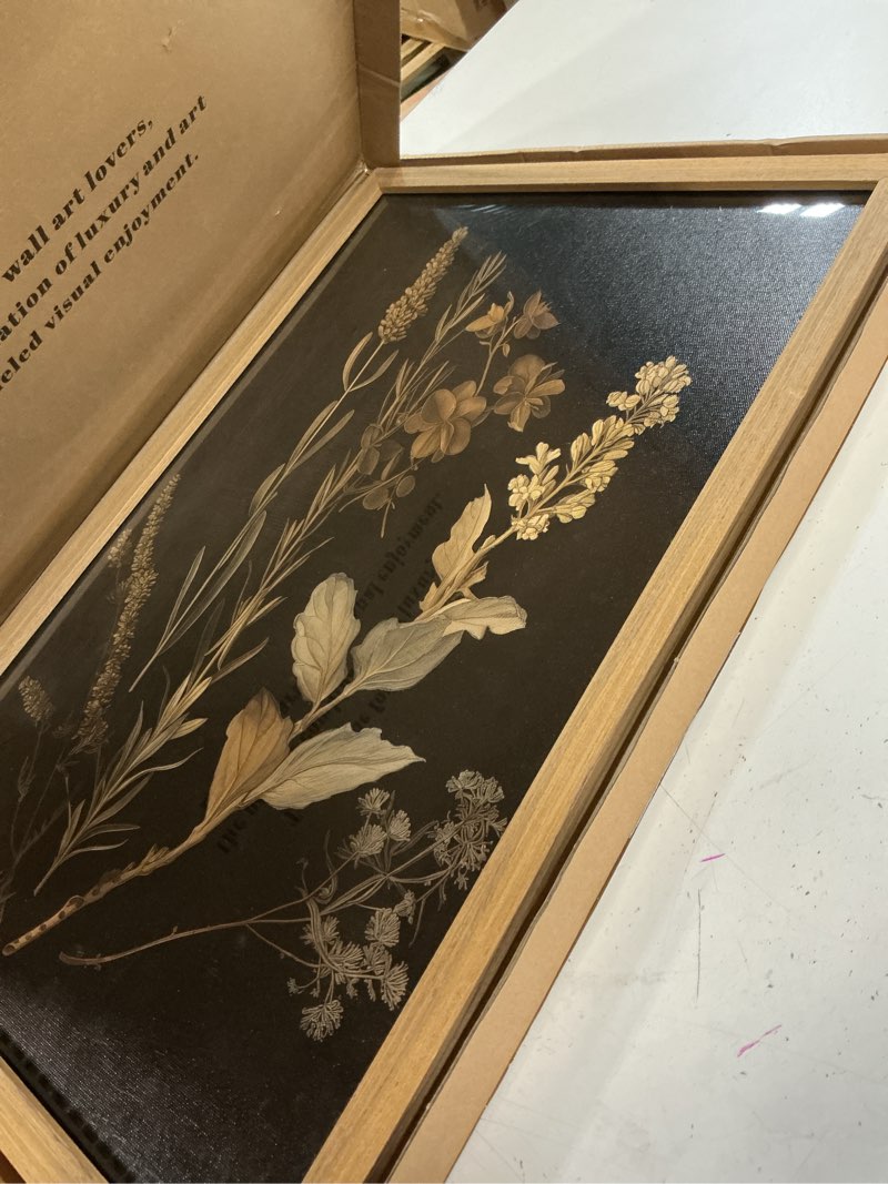 Condition photo showing Good Condition for 2pcs framed bohemian reed wall art,retro,country-style natural minimalist botanical canvas painting suitable for living rooms, bedrooms, and 16 x 24 in featuring reed 16x24inches
