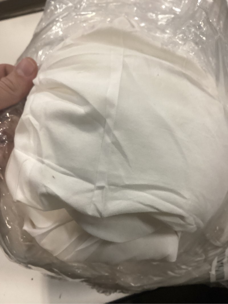 Condition photo showing As Is for bedsure queen comforter set ivory - bed in a bag queen size bedding 7 pieces, gentlesoft™ pintuck bed set gift for family, pinch pleat all season comforter with sheets, pillowcases & shams queen 25 - ivory