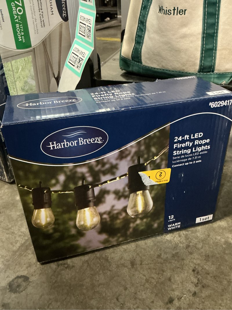 Condition photo showing Good Condition for harbor breeze 24-ft plug-in black outdoor string light with 12 led edison bulbs