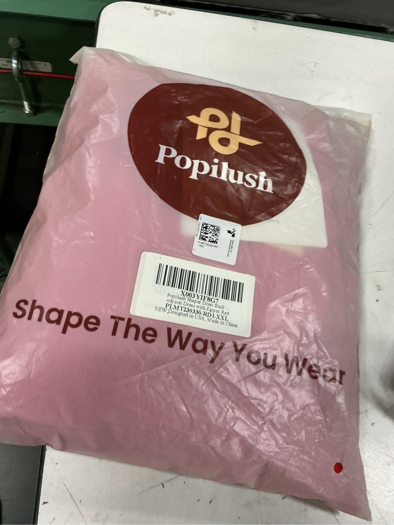 Condition photo showing New/Like New for popilush shapewear dress built in bra - maxi bodycon dresses mock neck sleeveless summer dress for women red xx-large
