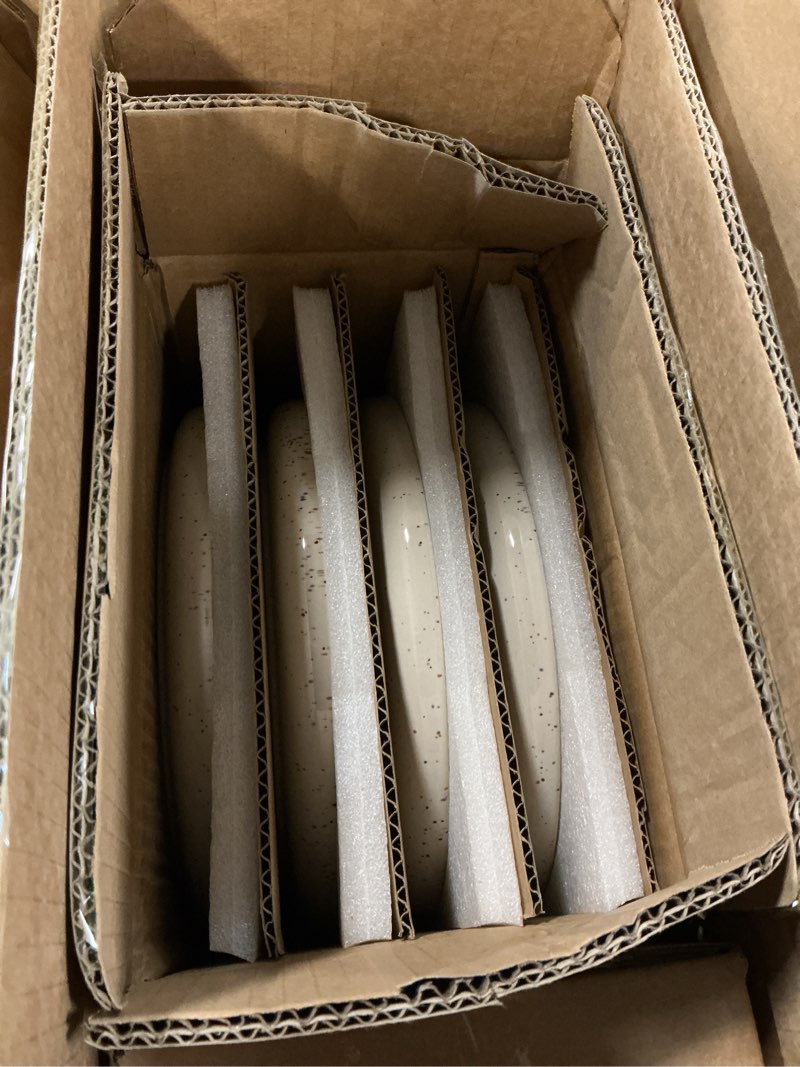 Condition photo showing Good Condition for Similar  Meteor Plates and Bowls Sets for 4, 12 Pieces Dinnerware Sets, Microwave and Dishwasher Safe Dishes Set, Creamy White Creamy White 4-Set(12pcs)