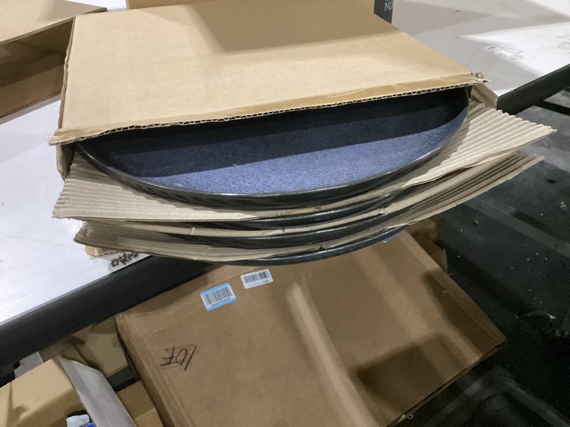 Condition photo showing New/Like New for Similar to stock photo!!! VIDA 12-Piece Porcelain Dinnerware Plate Set for 4 | Includes 4 Dinner Plates, 4 Dessert Plates, 4 Bowls | Modern Blue Ceramic Tableware, Stoneware Look, Microwave & Dishwasher Safe Dishes