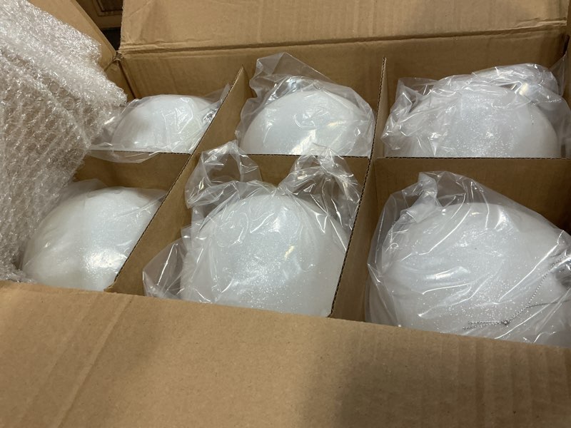 Condition photo showing Good Condition for Poen 12 Pcs 6 Inch Large Christmas Ball Ornaments Glitter Extra Large Christmas Ornaments Giant Xmas Balls Tree Decorations with Hanging Loop for Xmas Holiday Party Decor (White) White 12