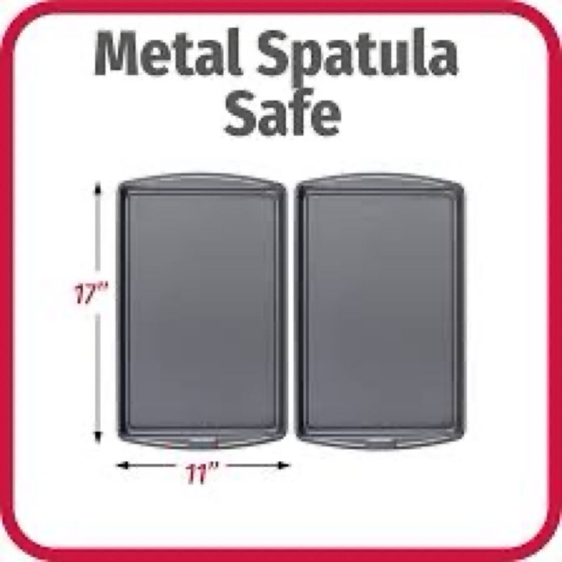 GoodCook Everday Nonstick Carbon Steel 17 x 11-Inch Baking Sheet Set, 2 Pack – Medium Sized Carbon S