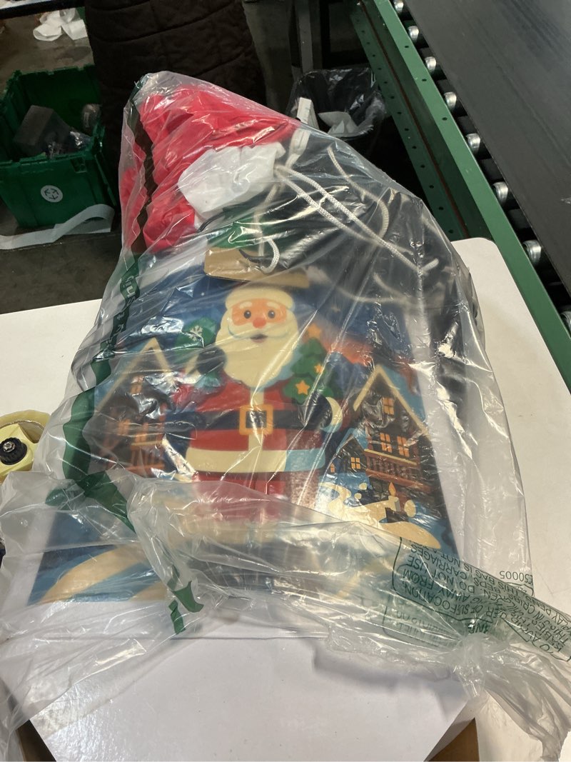 Condition photo showing As Is for OurWarm 14FT Giant Christmas Inflatables Outdoor Decoration Santa Claus, Christmas Blow Ups with Gift Bag Christmas Tree and LED Lights, Xmas Decor Outdoor for Outside Garden Lawn Holiday Party