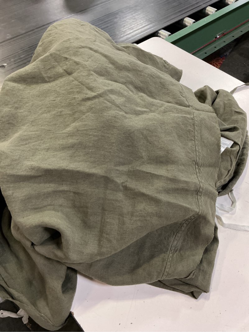 Condition photo showing Good Condition for european linen double flange duvet cover, dusty olive, full/queen