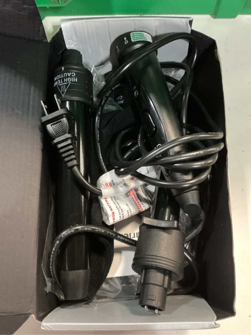 Condition photo showing As Is for 5 in 1 curling wand set: ohuhu curling iron wand 5pcs 0.35 to 1.25 inch interchangeable ceramic barrel heat protective glove 2 clips dual voltage hair curler for girl women mother's day gift black black 5 in 1 set