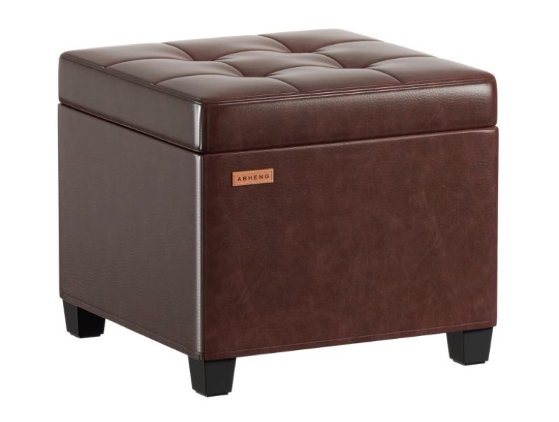 ABHENG Storage Ottoman Bench, Synthetic Leather Footrest with Hidden Compartment, Holds 770 LB, Easy