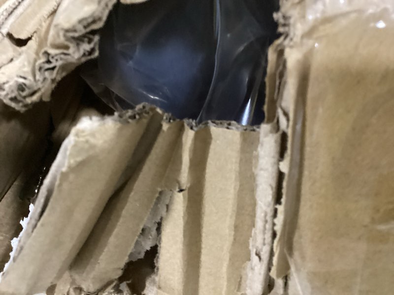 Condition photo showing As Is for aboxoo Round Nesting Coffee Table Side Table Set of 2 End Tables for Living Room Bedroom Balcony, White Faux Marble Wooden Table Accent Coffee Table with Black Steel Frame