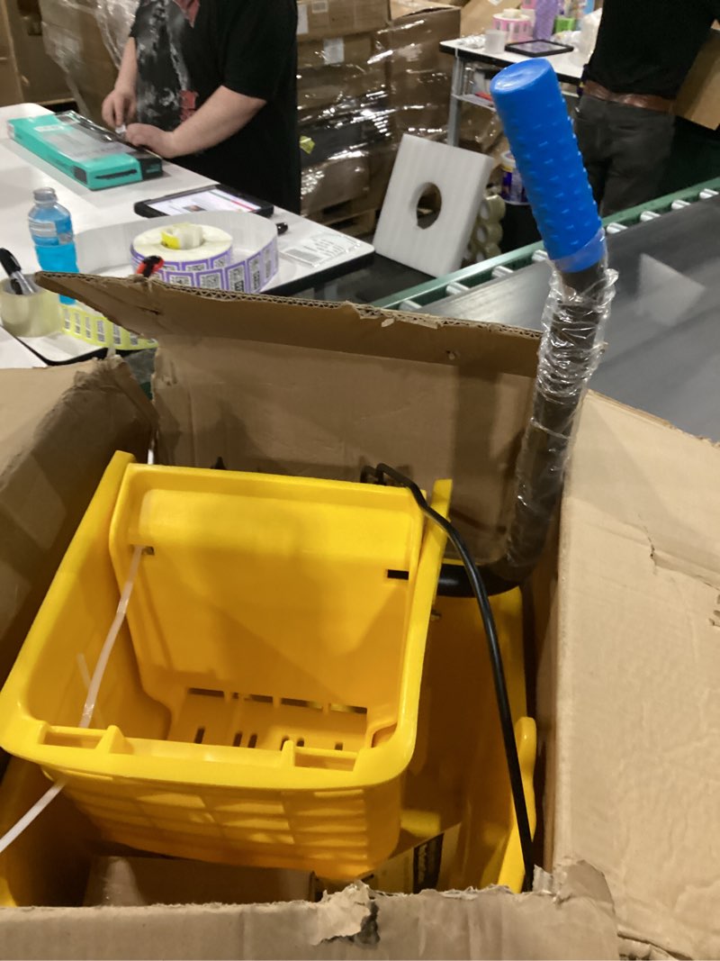 Condition photo showing Good Condition for simpli-magic 79358 commercial mop bucket with side press wringer, 26 quart, 14.75"l x 12.95"w x 19.95"h, yellow 2020 model
