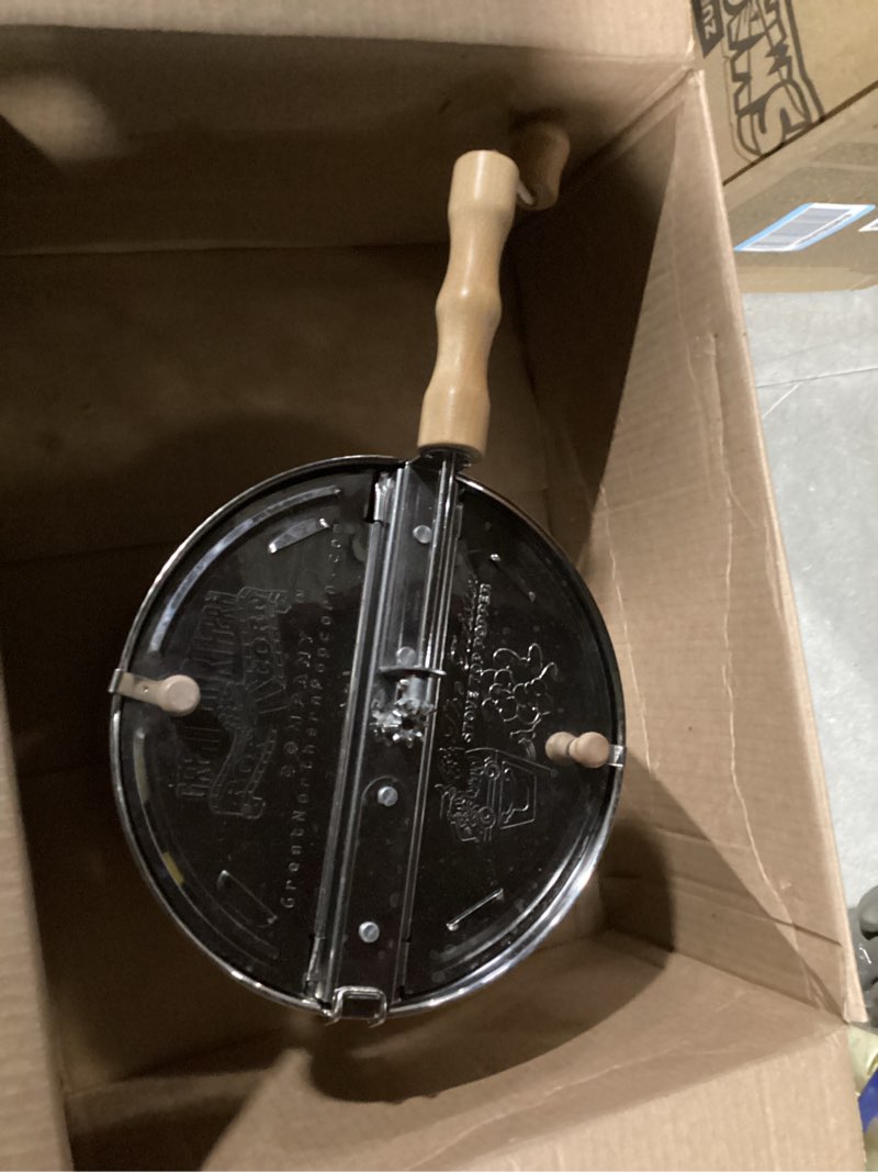 Condition photo showing As Is for Stovetop Popcorn Maker - 6.5-Quart Stainless-Steel Popcorn Popper with a Hand Crank, Vented Lid, and Stir Paddle by Great Northern Popcorn (Silver) Stainless Steel
