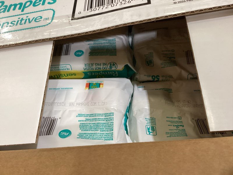 Condition photo showing Good Condition for pampers sensitive baby wipes, clinically proven, fragrance free, unscented, water based, hypoallergenic, multi-use, hand wipes 1008 wipes total (18x flip-top packs)