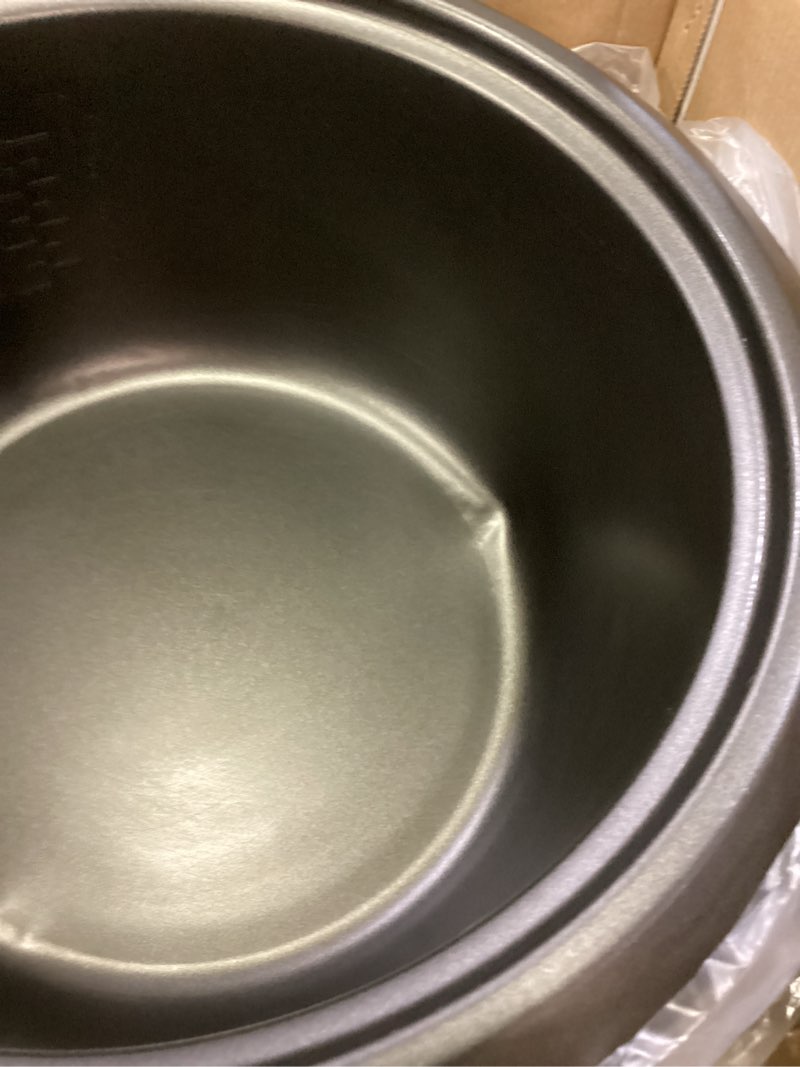 Condition photo showing As Is for westinghouse 220 volt rice cooker 10 cup, non stick cooking pot, measuring cup, keep warm function-stainless steel-700w (not for use in usa)
