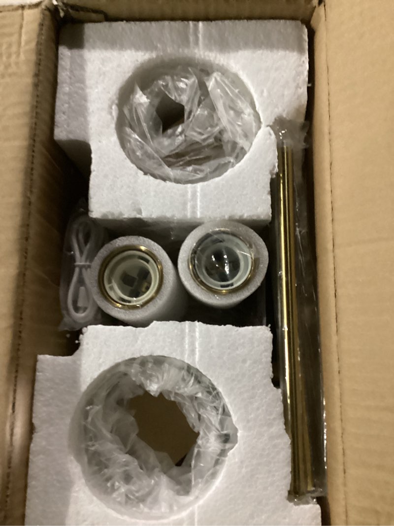 Condition photo showing Good Condition for Battery Operated Wall Sconce with Remote Control, Dimmable Wall Mounted Light Set of Two Rechargeable, Brass Cordless Wall Lamp for Bedroom Bathroom Kitchen Vanity Mirror, Bulb Included Gold-Warm light