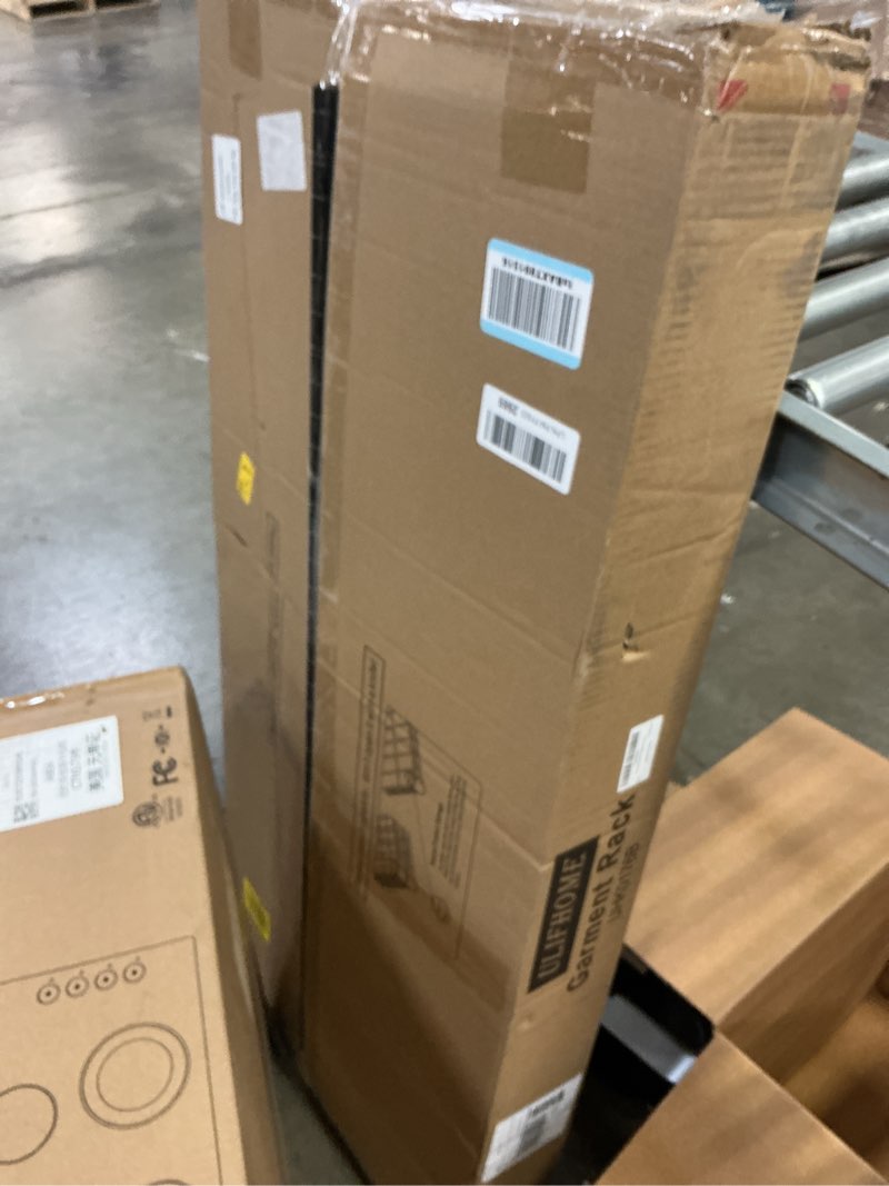 Condition photo showing Good Condition for P7 Rolling Clothes Rack, Clothing Racks for Hanging Clothes, Heavy Duty Garment Rack with Wheels, 3 Tiers Freestanding Portable Closet Rack 45''W × 20.5''D × 80.5''H, Max Load 480 lbs, Black