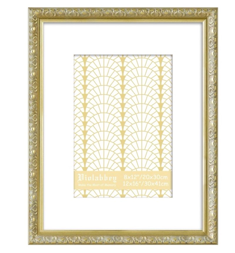 VIOLABBEY 12x16 Picture Frame Gold, Vintage Photo Frames Ornate without Mat for Wall Hanging