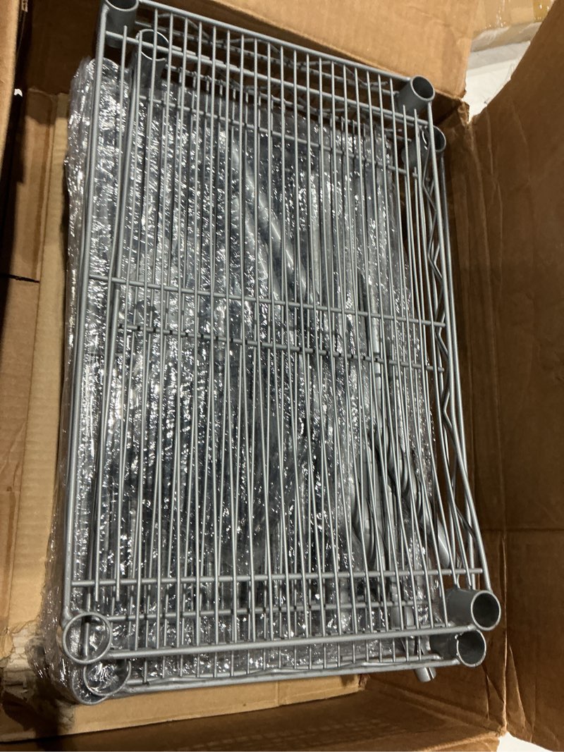 Condition photo showing As Is for singaye 6 shelf wire shelving unit adjustable metal shelves standing bathroom organizers and storage wire closet metal pantry kitchen 12" dx22 w 69.5" h gray grey 6 gray 12"dx22"wx69.5"h