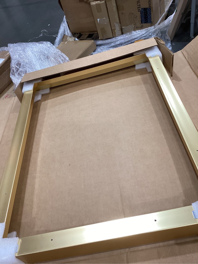 Condition photo showing Good Condition for 24x48 canvas frame, diy metal floater frame for 1.25" deep canvas painting, floating frames for prints artwork (24"x48", light gold) light gold 24"x48"