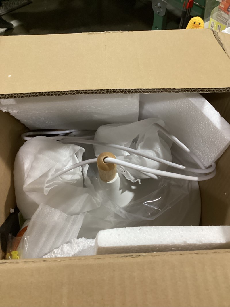 Condition photo showing As Is for 2 Light Battery Operated Pendant Light with Remote Control,White Ceiling Pendant Lights Fixtures,Nordic Style Hanging Lamp for Dining Room,Battery Powered Pendant Lighting Fixtures,Bedroom Home Decor