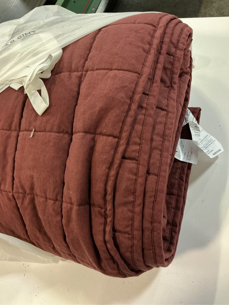 Condition photo showing Good Condition for european linen box quilt, full/queen, burgundy