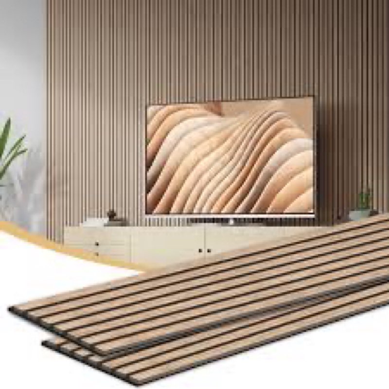 Wood Panels for Wall, 94.5"×11" Acoustic Wall Panels for Interior Decor, 3D Wood Slat Sound Absorbing Wooden Paneling for Living Room Bedroom, Walnut 2 Pack