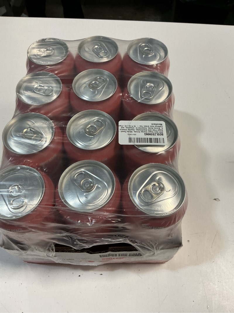 Condition photo showing item condition for ZOA Zero Sugar Energy Drinks, White Peach - Sugar Free with Electrolytes, Healthy Vitamin C, Amino Acids, Essential B-Vitamins, and Caffeine from Green Tea - 16 Fl Oz (12-Pack) White Peach 16 Fl Oz (Pack of 12) (BEST BY 01/03/2026)