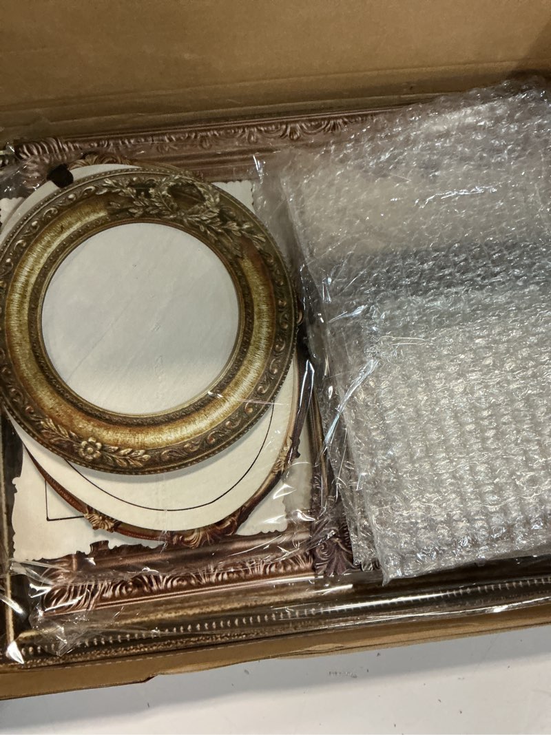 Condition photo showing Good Condition for xuhal 10 pcs gold vintage picture frames for wall, flat printed patterns, ornate vintage farmhouse photo frame multi sizes, antique french country wall art for gallery bedroom living room home decor