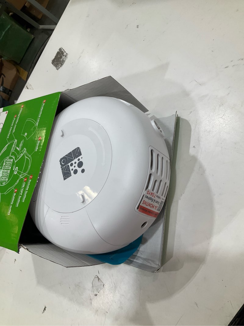 Condition photo showing Good Condition for bubble machine, automatic bubble blower for kids toddlers, 8000+ bubbles per minute, 90° 200° oscillating electric plug-in or batteries bubble maker toys for outdoor birthday party - white gray large-8000+ bubbles white gray