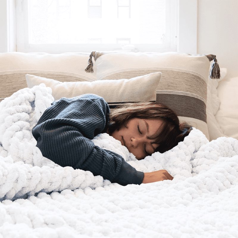 comtest chunky knit throw blanket chenille, white, 40"x60"(love seat)
