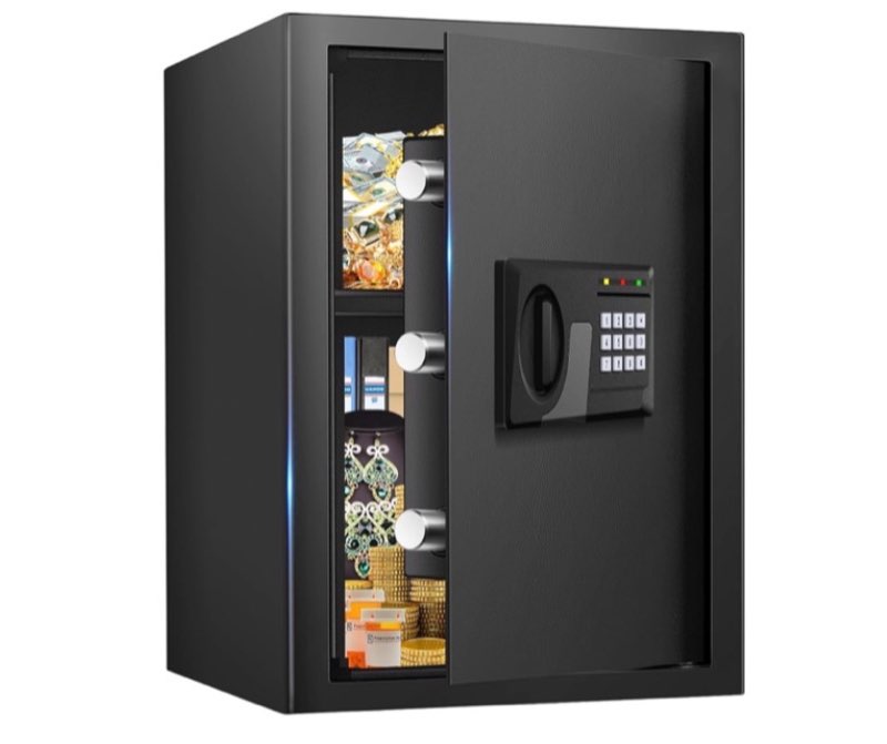 3.3 Cuft Large Fire Proof Safes for Home Use, Personal Fire Safe Document Box with Electronic Keypad