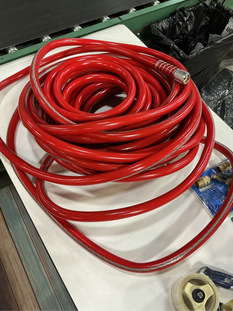 Condition photo showing As Is for flexon cg34100l 3/4-in x 100-ft contractor -duty vinyl red hose